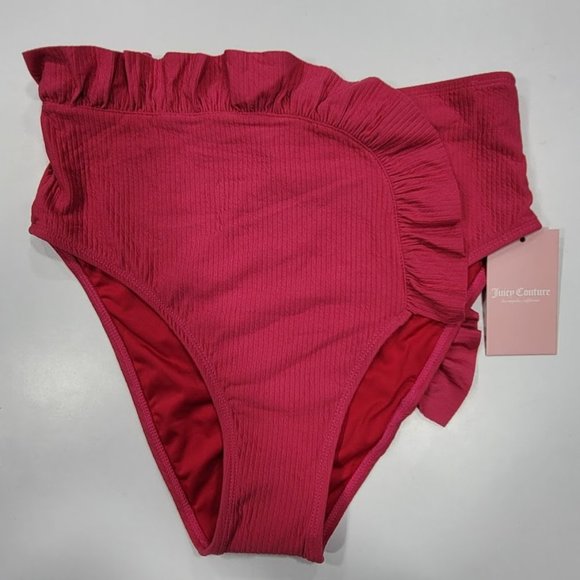 Juicy Couture Ruffle Bikini Bottom Raspberry Flutter Size Large - Picture 8 of 11
